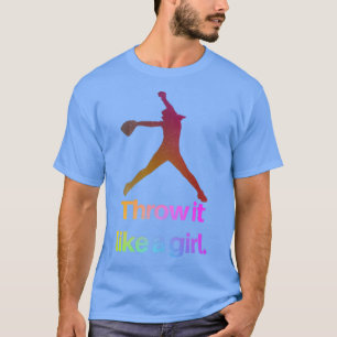 Funny Softball Player Girls Youth Teens THROW LIKE T-Shirt