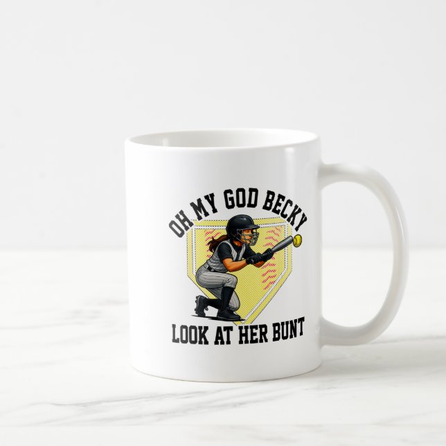 Funny Softball Quote Oh My God Becky Look At Her B Coffee Mug (Right)
