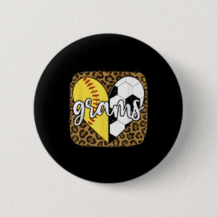 Funny Softball Soccer Grams Heart Leopard  6 Cm Round Badge