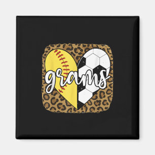 Funny Softball Soccer Grams Heart Leopard  Magnet