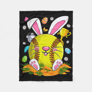 Funny Softll And Bunny Face Eggs Happy Easter Day Fleece Blanket