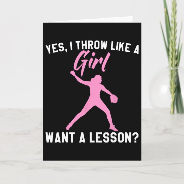 Funny Softll Art For Girls Women Softll Player Sof Card (Front)