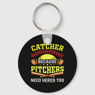 Funny Softll Catcher Girl Boy Softll Player Hero Key Ring
