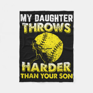 Funny Softll Dad Shirts My Daughter Throws Harder  Fleece Blanket