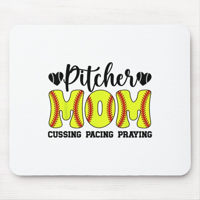 Funny Softll Pitcher Mom Of A Softll Pitcher Mama  Mouse Mat (Front)