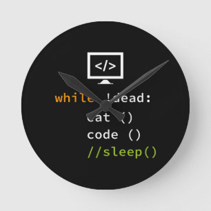 Funny Software Developer Programmer Gift Round Clock