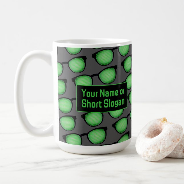 Funny Software Engineer Dev Specs & Own Slogan Coffee Mug (With Donut)