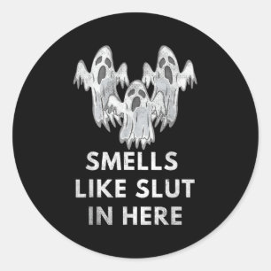 Funny Soky Halloween Offensive Adult Humour Ghost Classic Round Sticker