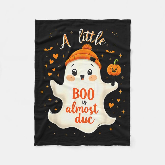 Funny Soky Pregnancy A Little Boo Is Almost Due Ha Fleece Blanket (Front)