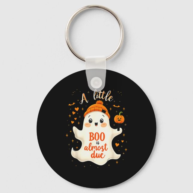 Funny Soky Pregnancy A Little Boo Is Almost Due Ha Key Ring (Front)