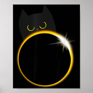 Funny Solar Eclipse Black Cat Lover Poster