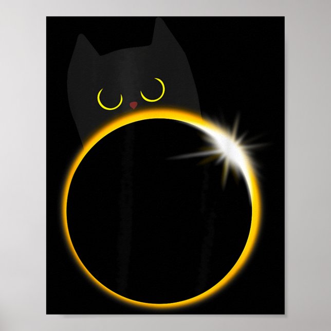 Funny Solar Eclipse Black Cat Lover Poster (Front)