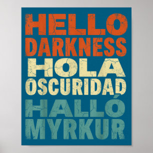 Funny Solar Eclipse Hello Darkness Multilingual Poster