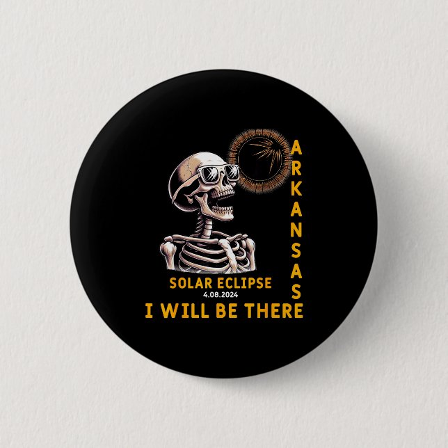 Funny Solar Eclipse Skeleton Arkansas Will 6 Cm Round Badge (Front)