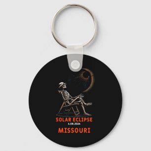 Funny Solar Eclipse Skeleton Missouri Souvenir Key Ring