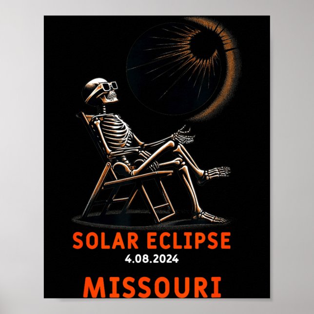 Funny Solar Eclipse Skeleton Missouri Souvenir Poster (Front)