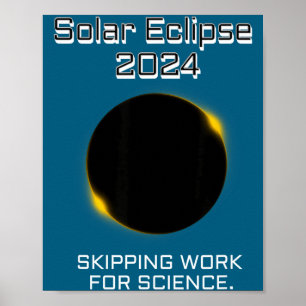 Funny Solar Eclipse Skipping Work Science Poster