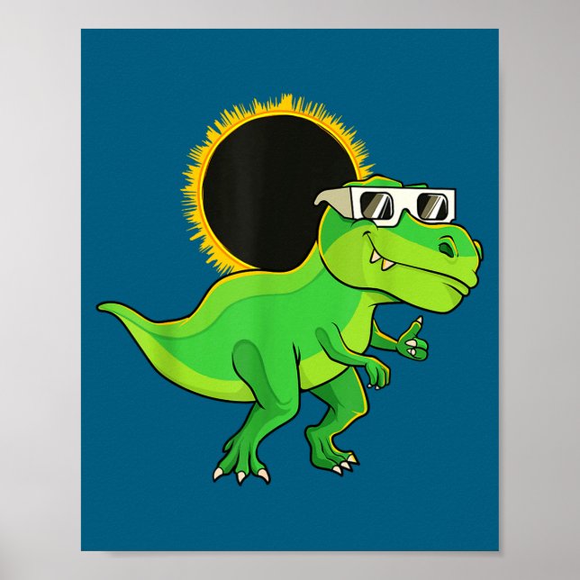 Funny Solar Eclipse Totality Rawrsome Dinosaur Poster (Front)