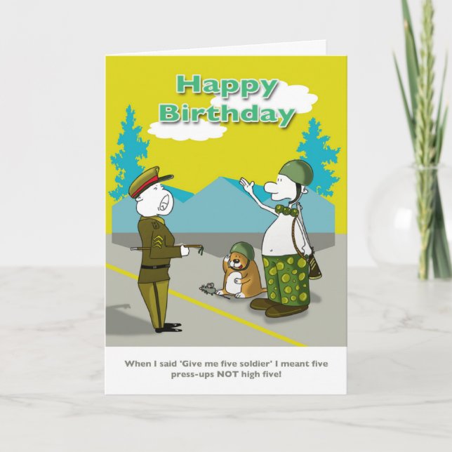 Funny soldier Happy Birthday card (Front)