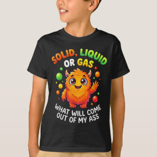 Funny Solid Liquid Or Gas Cat Physics Science T-Shirt
