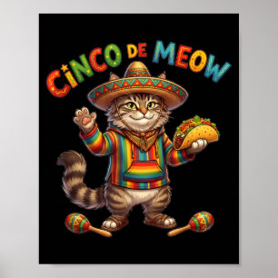 Funny Sombrero Cinco De Meow Kitten Fiesta Cute Poster