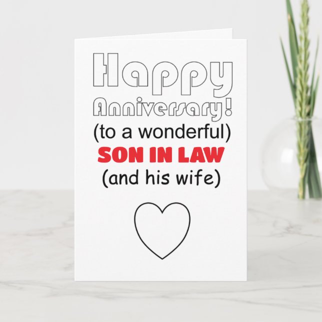 Funny son in law and daughter wedding anniversary card (Front)