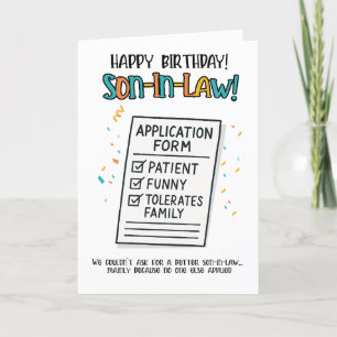 Funny Son-in-Law Card – In-Law Application Form