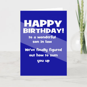 funny son in law happy birthday thank you card