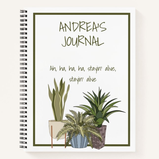 Funny Song Lyric Plant Theme Journal Notebook (Front)