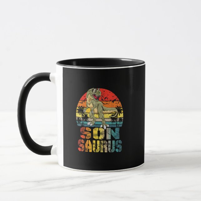 Funny Sonsaurus T Rex Dinosaur Family Matching Mug (Left)