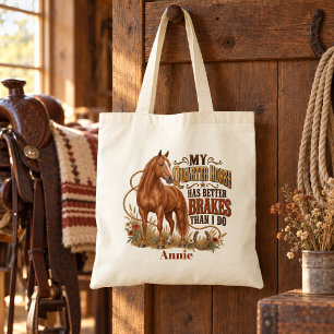 Funny Sorrel Quarter Horse Better Brakes Western Tote Bag