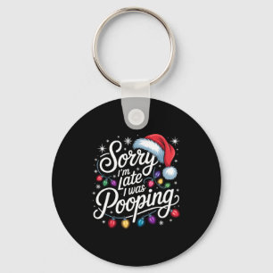 Funny Sorry I'm Late I Was Ong Xmas Lights Red San Key Ring