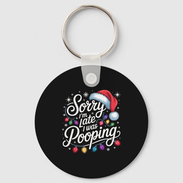 Funny Sorry I'm Late I Was Ong Xmas Lights Red San Key Ring (Front)