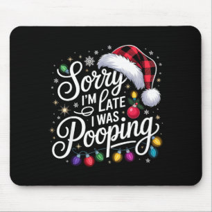 Funny Sorry I'm Late I Was Ong Xmas Lights Red San Mouse Mat
