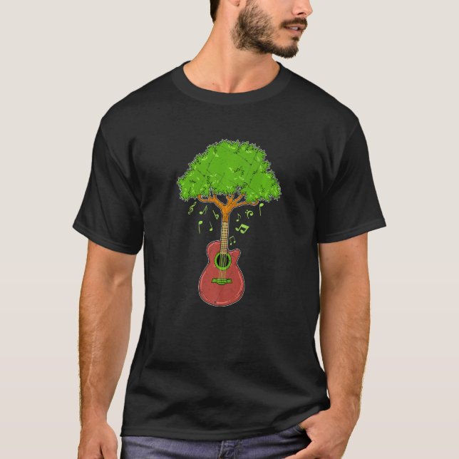 Funny Sound Of Nature Music Guitar Tree Forest Woo T-Shirt (Front)
