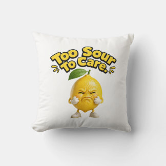 Funny Sour Lemon Throw Pillow | Cute Angry Lemon C