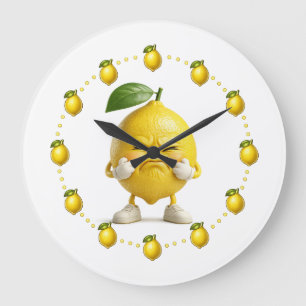 Funny Sour Lemon Wall Clock Cute Angry Lemon Kit