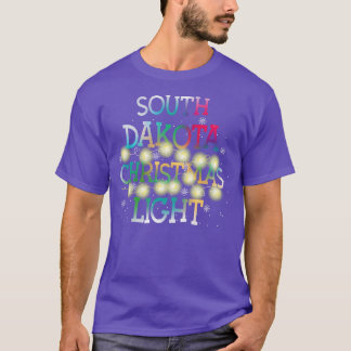 Funny South Dakota State Christmas Light Pyjama Cu T-Shirt