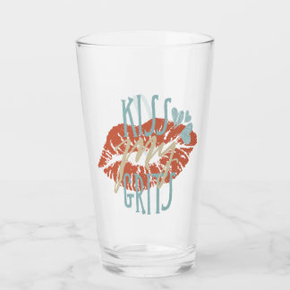 Funny Southern Sayings Kiss My Grits Typography Glass