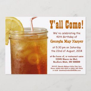Funny Southern Sweet Tea Birthday Party Invitation