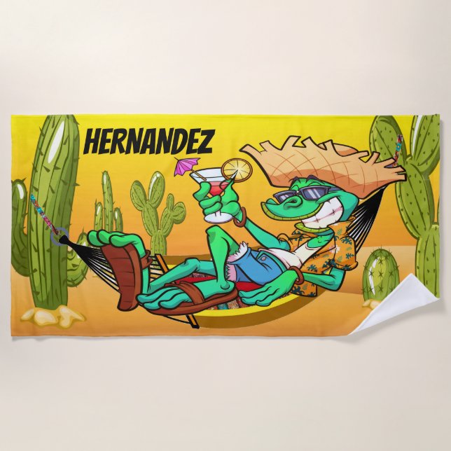 Funny Southwest Iguana Beach Towel (Front)
