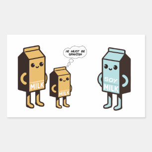 Funny Soy Milk Humour - Quirky Milk Carton Cartoon Rectangular Sticker