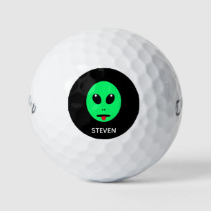 Funny Space Alien Green Black Personalised Golf Balls