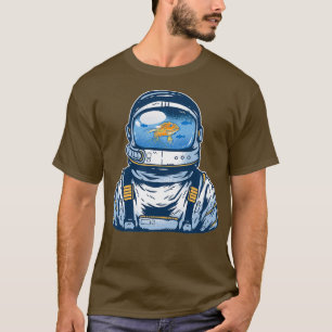 Funny Space Astronaut Aquarium Fish Design T-Shirt