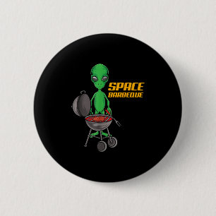 Funny Space Barbecue Alien Grill Chef Bbq _1 6 Cm Round Badge