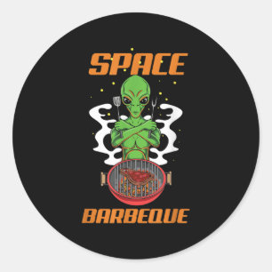 Funny Space Barbecue Alien Grill Chef Bbq Classic Round Sticker