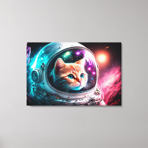 Funny Space Cat Astronaut Kitty Galaxy Universe Canvas Print
