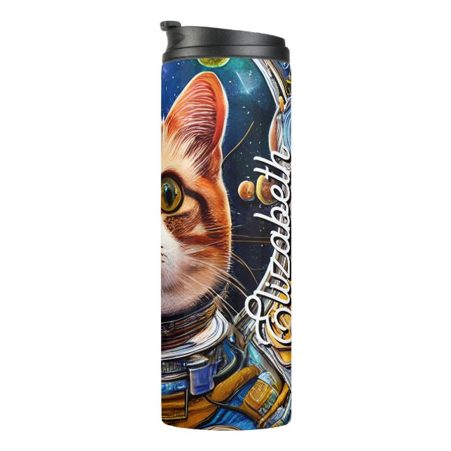 Funny Space Cat Astronaut Thermal Tumbler (Rotated Right)