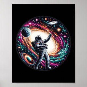 Funny Space Disc Golf Astronaut On Disc Golfer  Poster