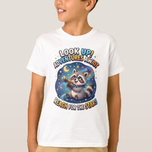 Funny Space Explorer Racoon Illustration T-Shirt